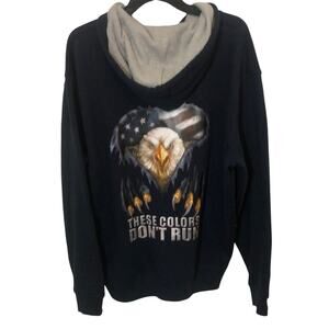 Army Blue Zip Up Hoodie Sz Med Flag Bald Eagle Bradford Exchange USA Skater